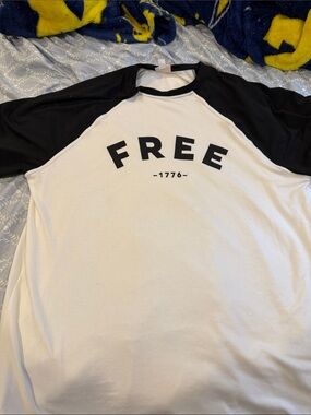 LuLaRoe Black & White Raglan Long Sleeve Tee with FREE 1776 Graphic